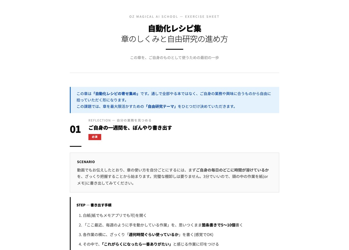 このループで実際に改訂された、自社スクールの課題ページ